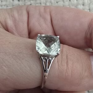 NIB 5.50 ctw Green Amethyst .925 Sterling Silver Ring Size 11
